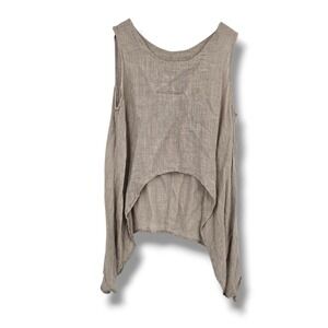 Match Point USA Womens Linen Tank Top MT643‎ Taupe Handkerchief Hem Medium